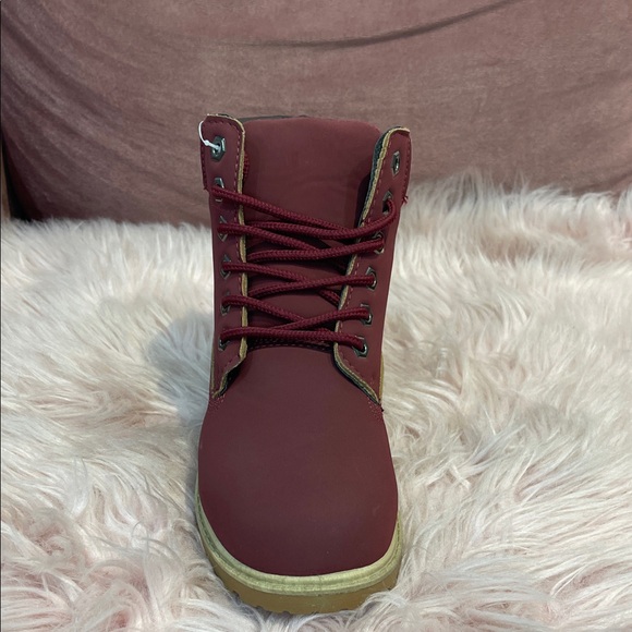 Burgundy Lace-Up Ankle Boots - Picture 7 of 8